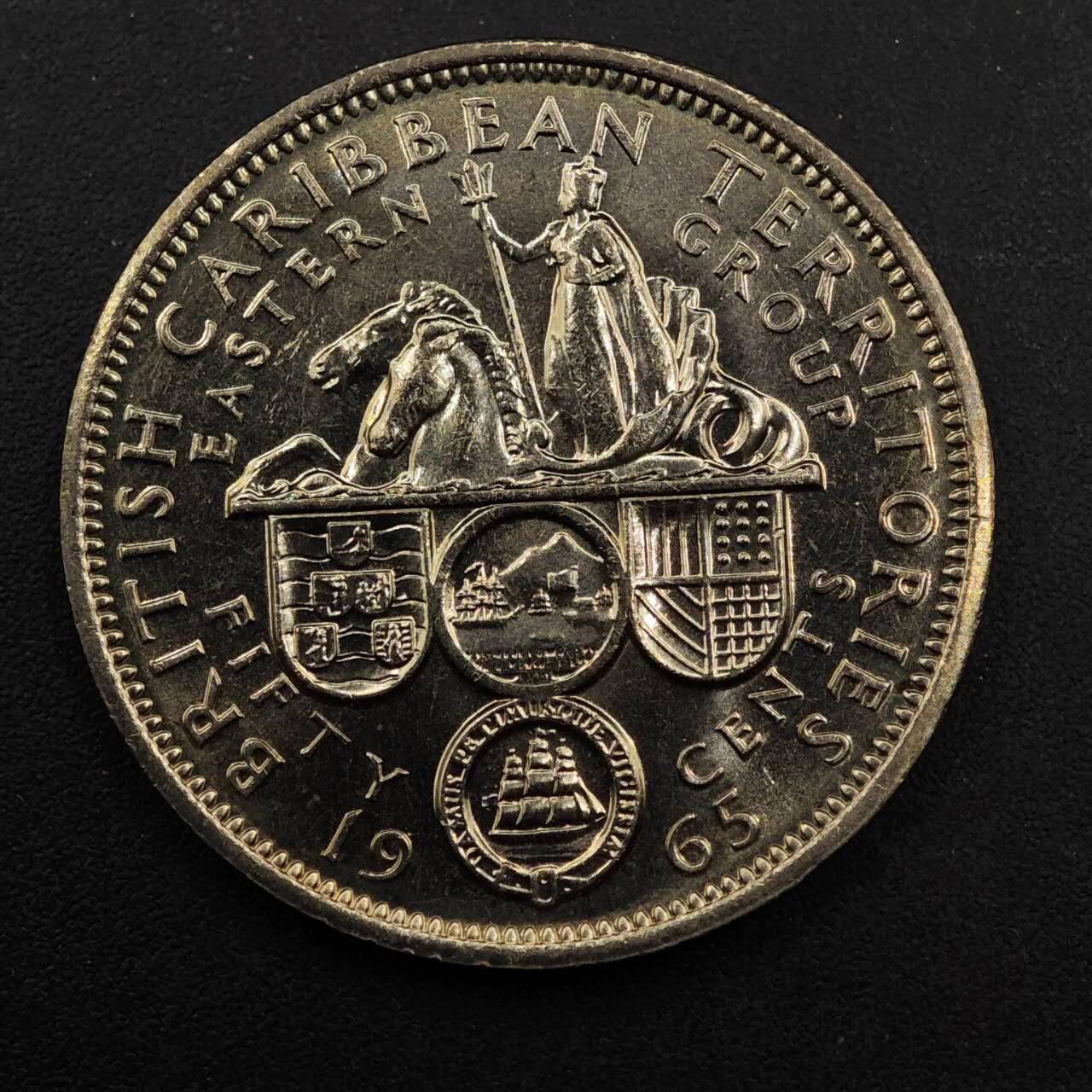 【淘币小摊】实时拍第八百九十二拍   散币场    每周一统一发货 东加勒比1965年50分镍币