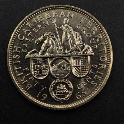 【淘币小摊】实时拍第八百九十二拍   散币场    每周一统一发货 - 东加勒比1965年50分镍币