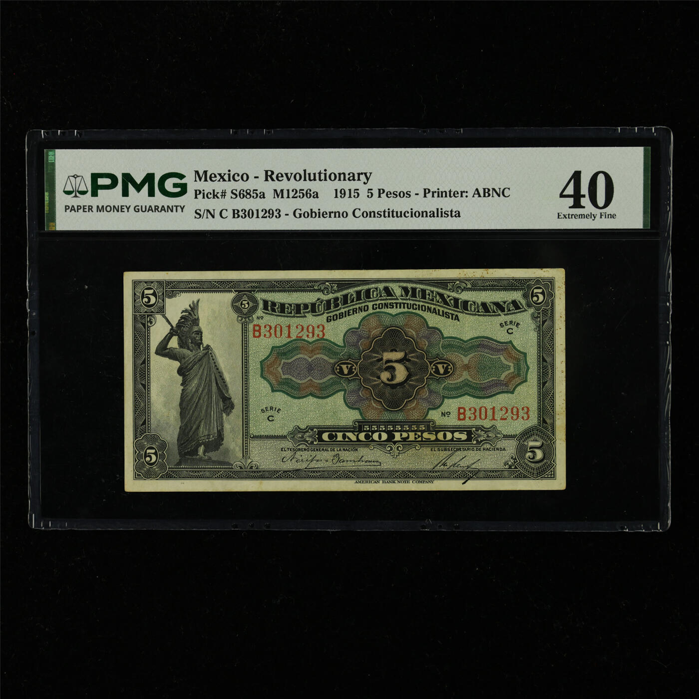 【亘邦集藏】第228期拍卖 1915年 墨西哥5比索 PMG 40 C B301293