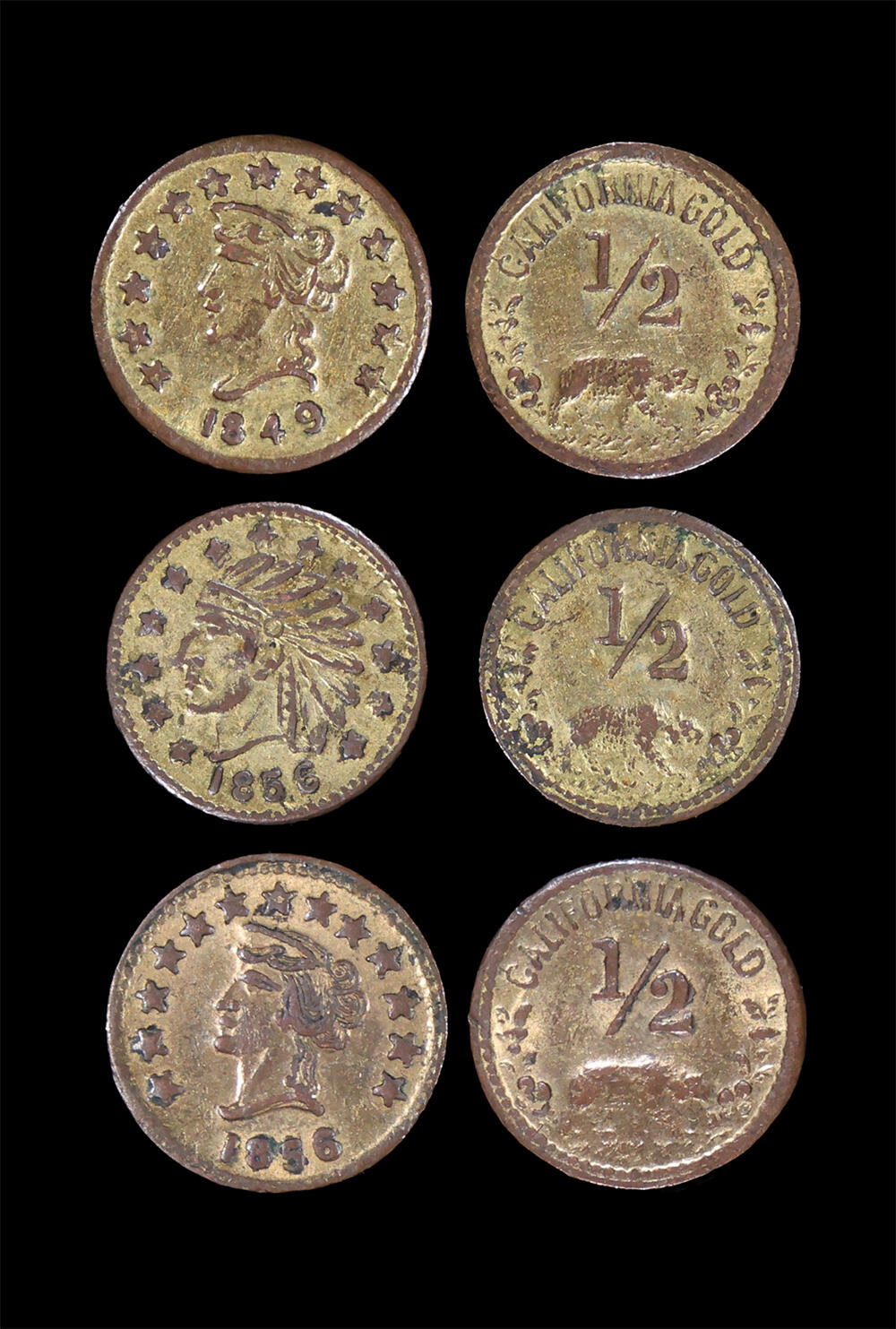 南京三省2026年春季拍卖会 世界币章&现代币 美国淘金热时期代用币（一组三枚）