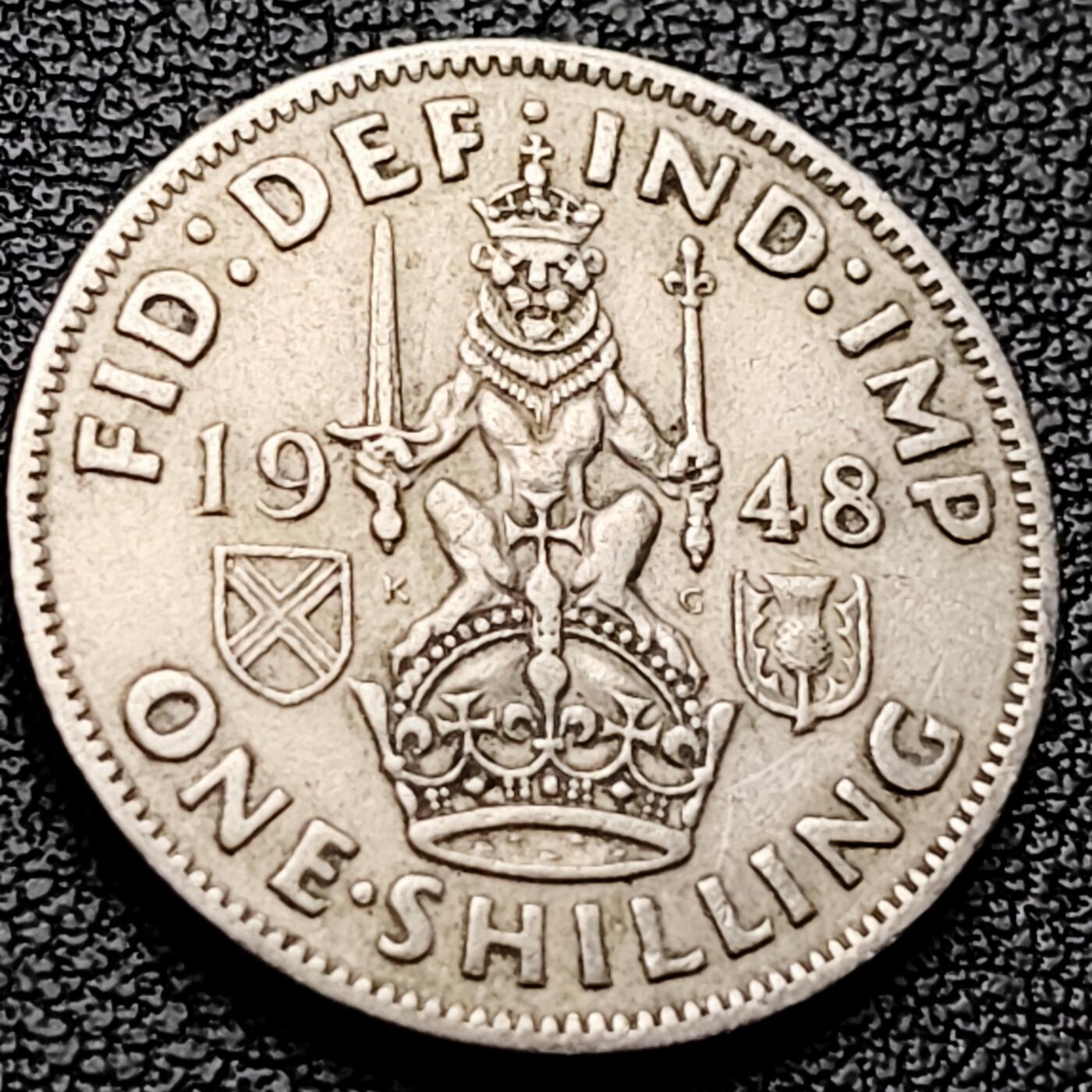 泉币菌-第227场-拍品多 请提前出价 英国1先令1948年 乔治六世 坐狮持剑苏格兰 23.5mm 