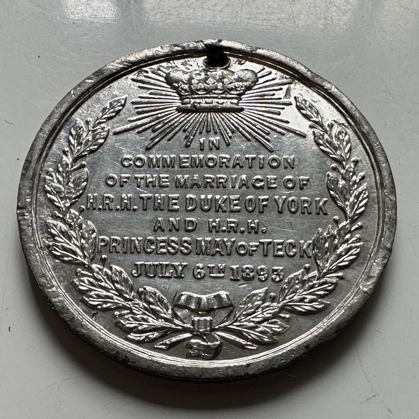 🌹外币初藏🌹🐯2026年第43场   每周二四六晚8️⃣点  世界硬币 英国 1895年 约克公爵（乔治五世）与特克的玛丽公主大婚纪念章 31.4毫米