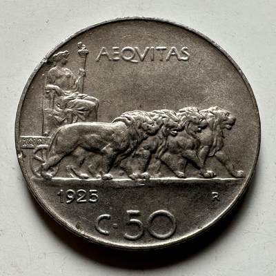 🌹外币初藏🌹🐯2026年第43场   每周二四六晚8️⃣点  世界硬币 - 意大利1925年光边50分 带光好品