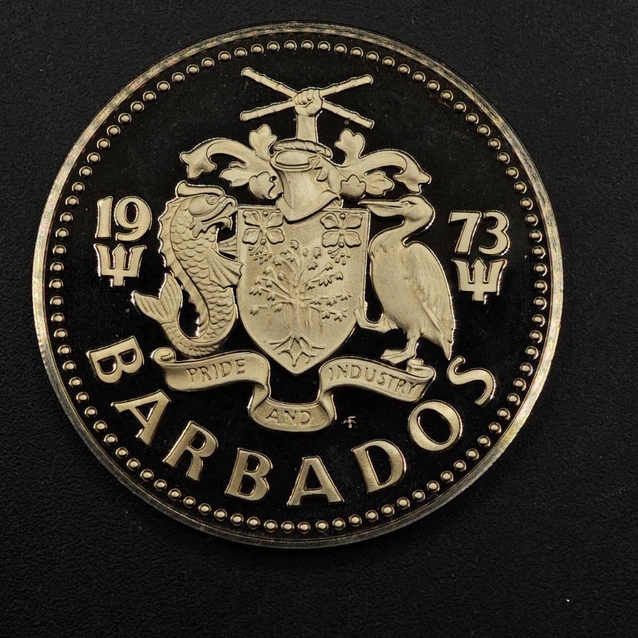 【淘币小摊】实时拍第八百九十二拍   散币场    每周一统一发货 巴巴多斯1973年2元珊瑚鱼精制镍币