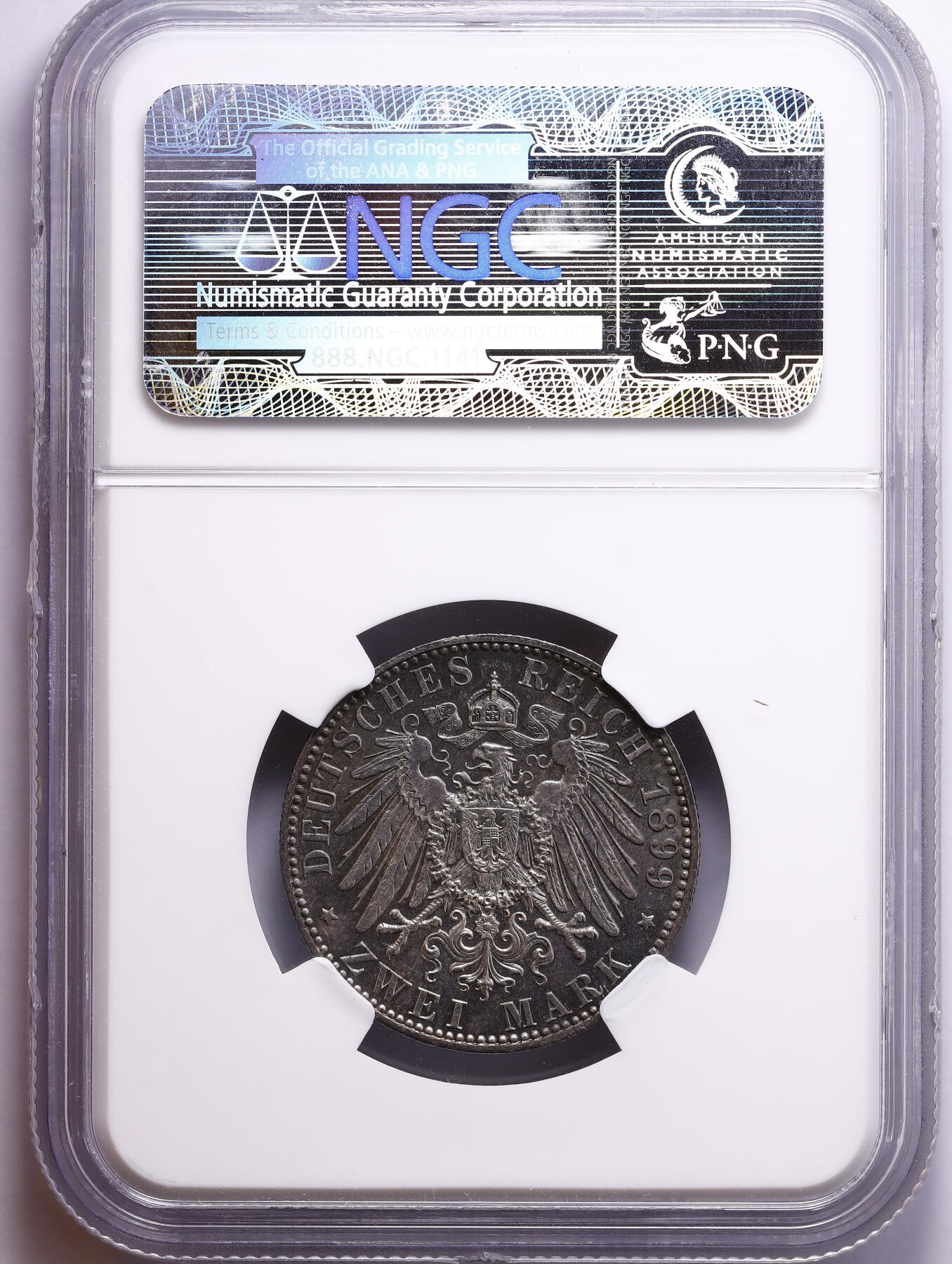 观钱 近现代机制币拍卖No.009（全场顺丰包邮，不区分偏远地区）  1899 年 A 厂 德意志第二帝国普鲁士王国 威廉二世 2 马克（2M）银币 NGC MS63