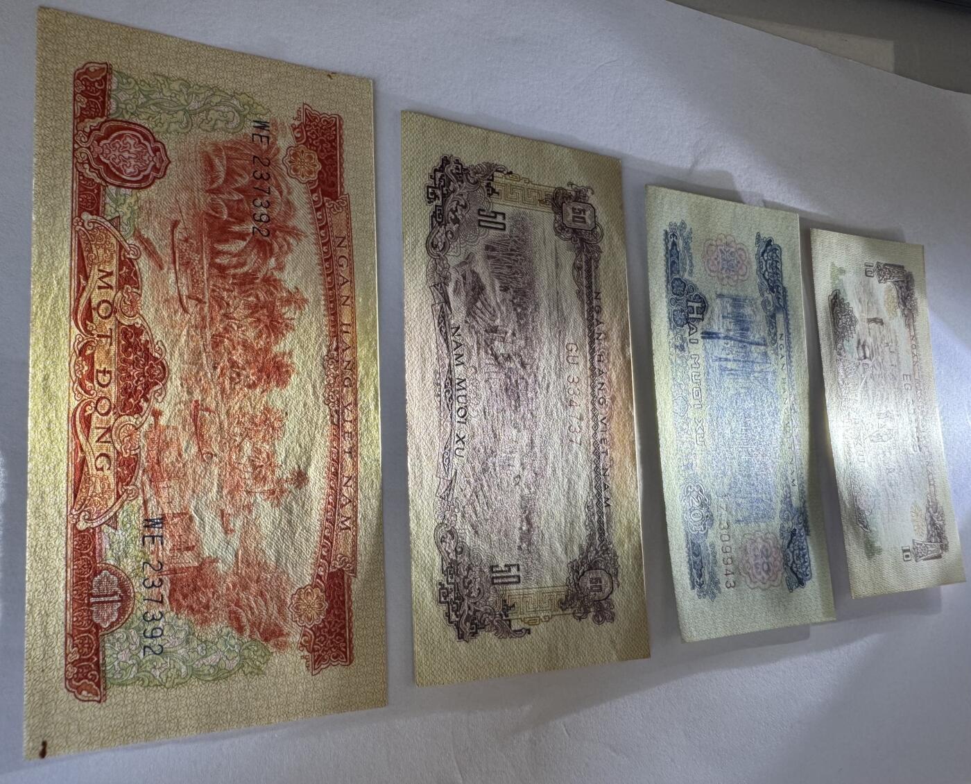 2026第7场（总第234期）：精品外钞、塑料钞、测试钞综合场  中国代印/越南/南越国家银行1966年版10、20、50仙、1、2、5、10、50盾全套8枚（品如图）