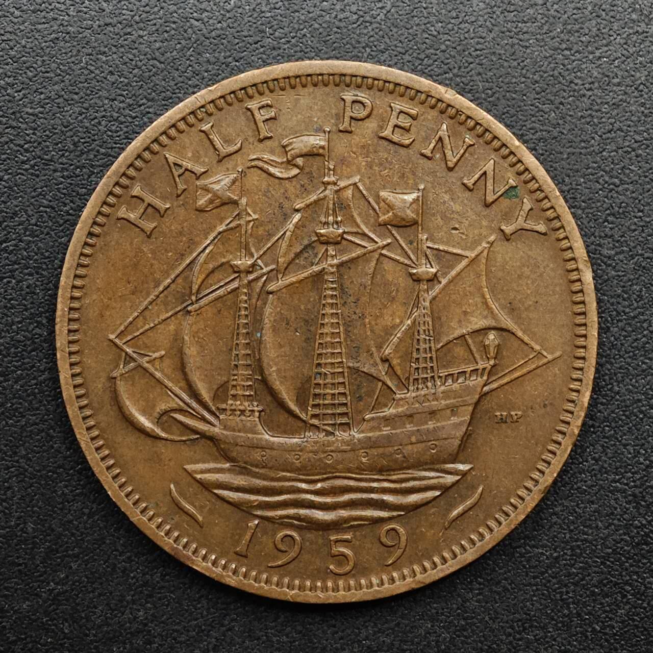 【淘币小摊】实时拍第八百九十三拍   散币场    每周一统一发货 英国1959年半便士铜币