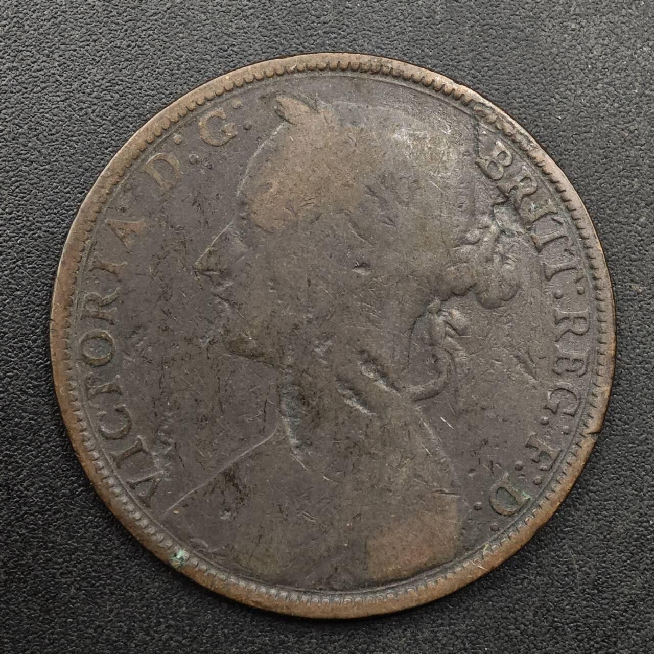 【淘币小摊】实时拍第八百九十三拍   散币场    每周一统一发货 英国1884年维多利亚一便士铜币