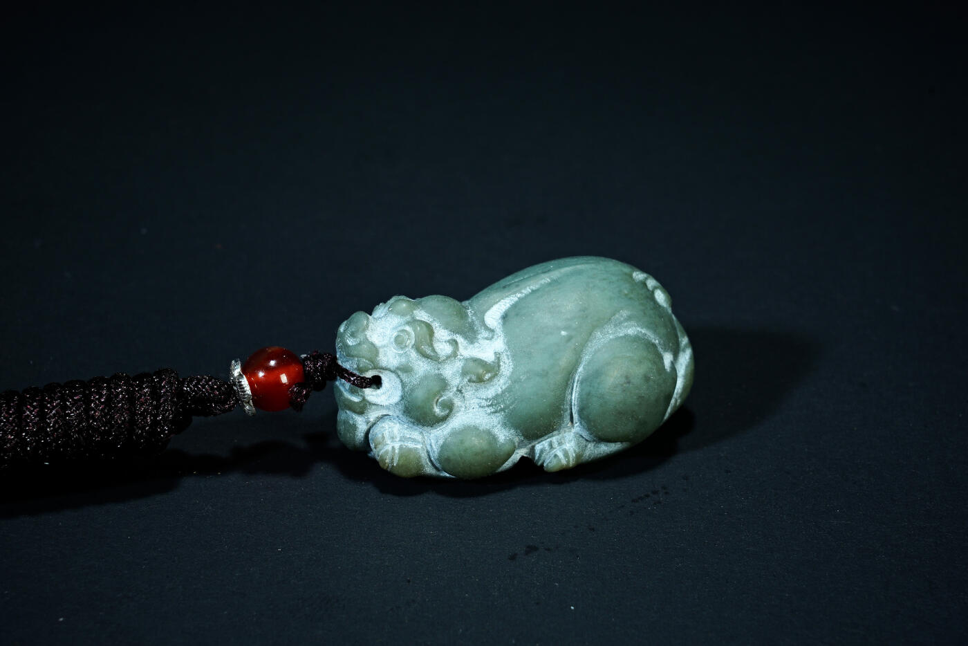 上海都达杂项专场八十一【全场包邮】  天然和田玉青玉精雕《瑞兽貔貅》挂件97-39