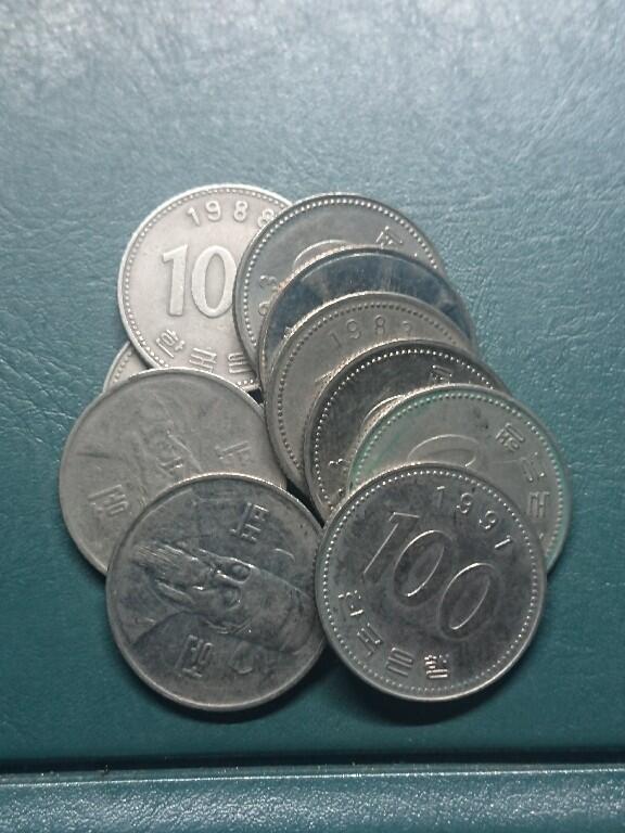 松南世界钱币——260416 韩国新版本100元镍币10枚共计1000元5