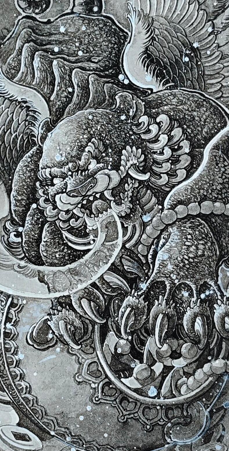 白泽拍卖卡牌手绘专场第35期（问东城春色，正谷雨，牡丹期） 2025 刘晓明手绘画 尺寸：33cm*66cm  刘晓明钤印