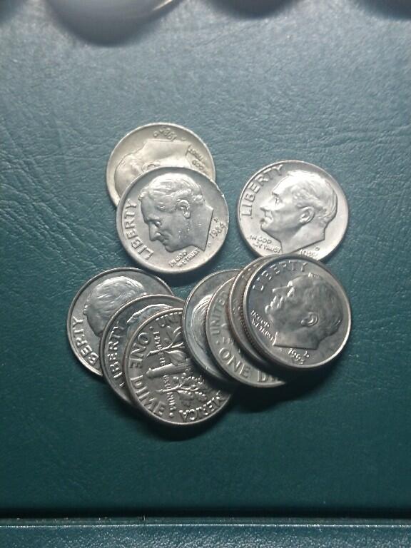 松南世界钱币——260416 美国10美分镍币10枚共计1美元1