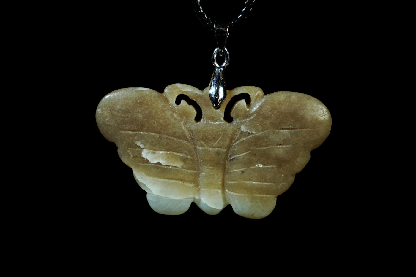 上海都达杂项专场八十一【全场包邮】  天然和田玉精雕《蝴蝶翩翩》挂件97-40