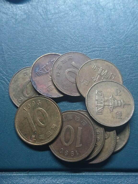 松南世界钱币——260416 韩国新版本10元铜币10枚2