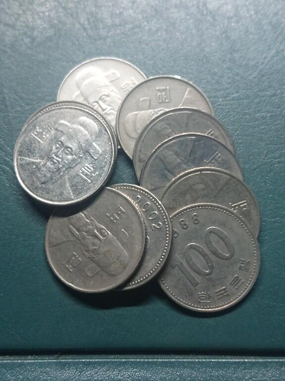 松南世界钱币——260416 韩国新版本100元镍币10枚共计1000元4