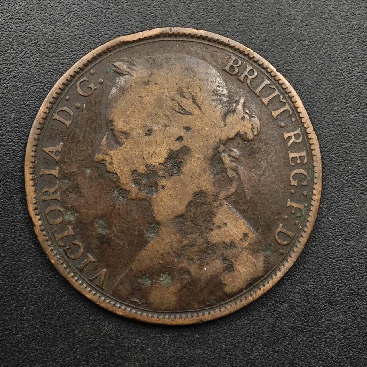 【淘币小摊】实时拍第八百九十三拍   散币场    每周一统一发货 英国1889年维多利亚一便士铜币