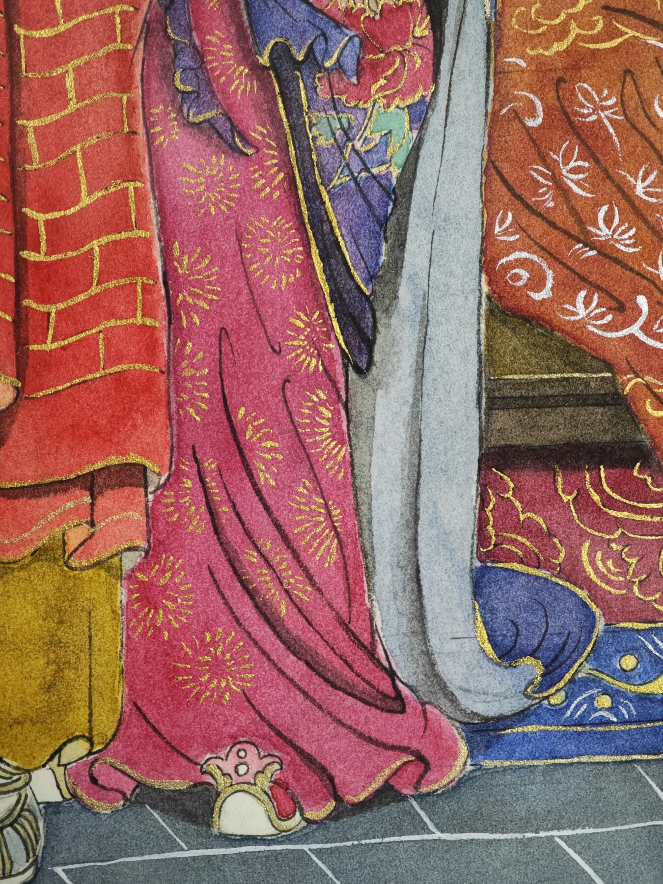 白泽拍卖卡牌手绘专场第35期（问东城春色，正谷雨，牡丹期） 2025 林白鹭手绘画 尘缘难留 已装框 尺寸：内18cm*28cm 外23.3cm*32cm  林白鹭亲签