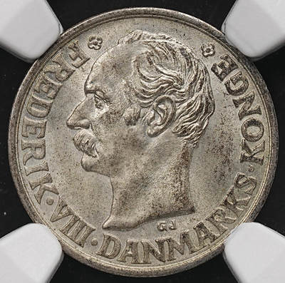 修遠堂世界钱币第112期 - NGC MS65 1907年丹麦25欧尔银币