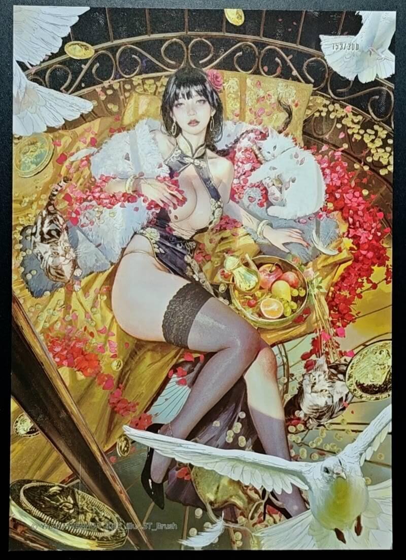 天玑星卡拍第188期《4.20周一截拍》持续收拍收评中 满赠卡需备注 焱卡文化 人间传 李瓶儿 153/300 A4折光大卡 一张