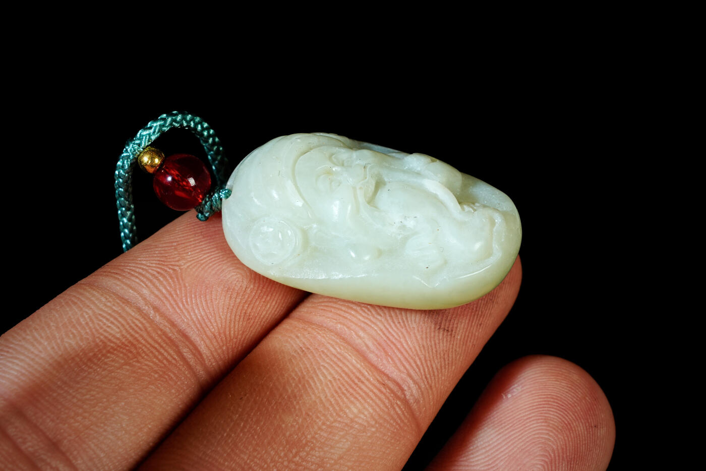 上海都达杂项专场八十一【全场包邮】  天然和田玉精雕《财神》挂件97-48