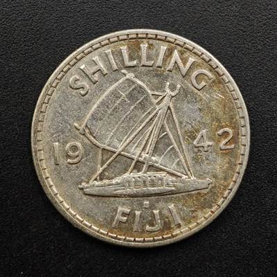 【淘币小摊】实时拍第八百九十三拍   散币场    每周一统一发货 - 斐济1942年乔治六世一先令银币