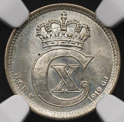 修遠堂世界钱币第112期 - NGC MS66 1919年丹麦10欧尔银币 高分收藏级