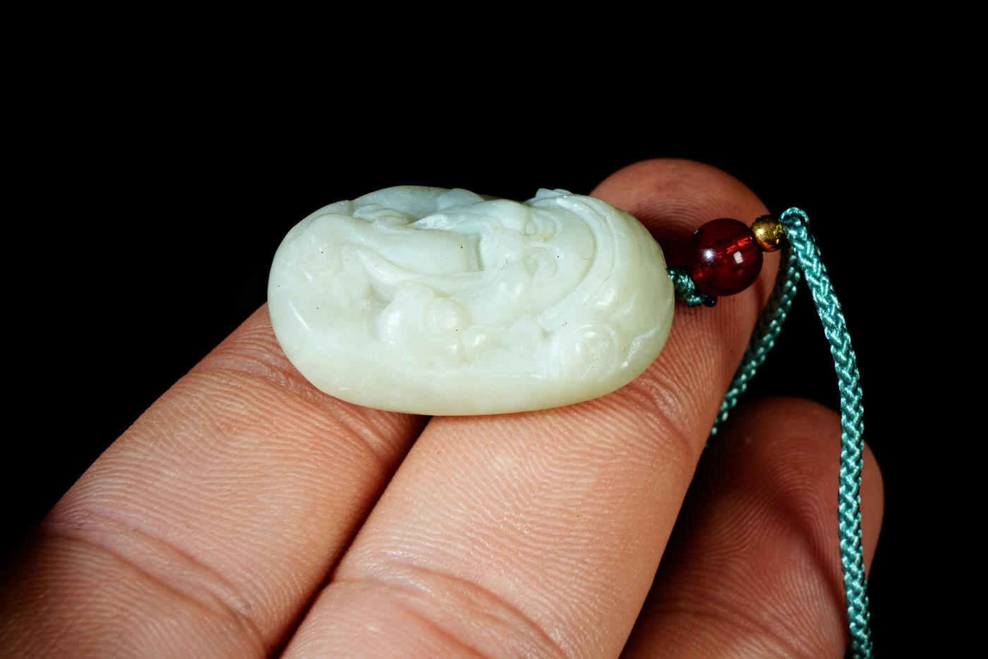 上海都达杂项专场八十一【全场包邮】  天然和田玉精雕《财神》挂件97-48