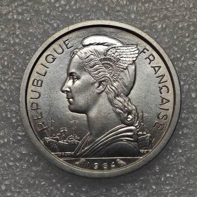  【淘币小摊】限时拍第八百九十五拍  埃塞俄比亚留尼旺比利时意大利场    每周一统一发货 留尼汪1964年1法郎铝币原光品 km6