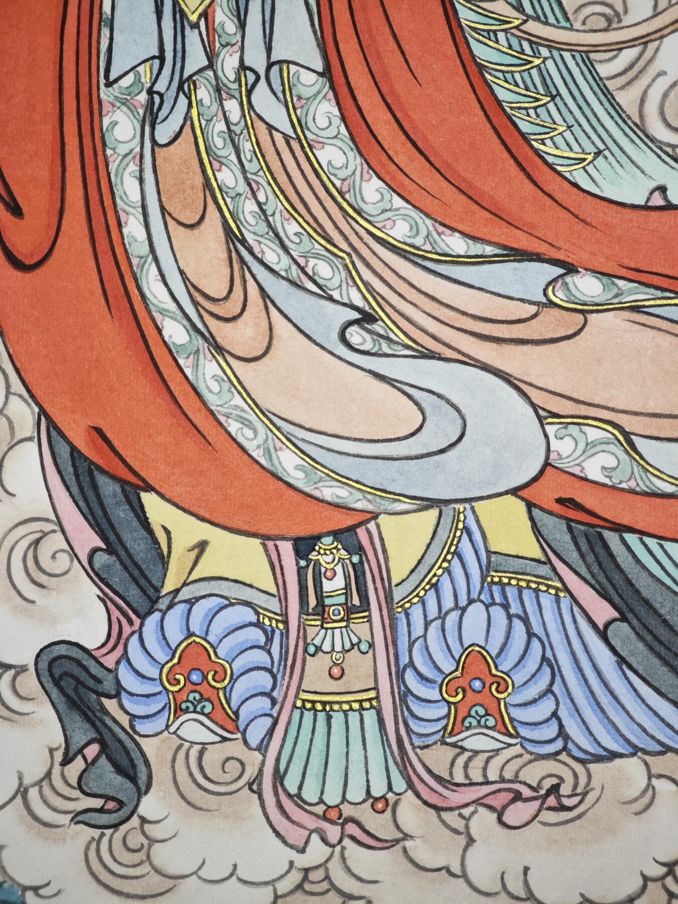 白泽拍卖卡牌手绘专场第35期（问东城春色，正谷雨，牡丹期） 2025 冯涛手绘画 妈祖 尺寸：29.6cm*41.5cm  冯涛亲签