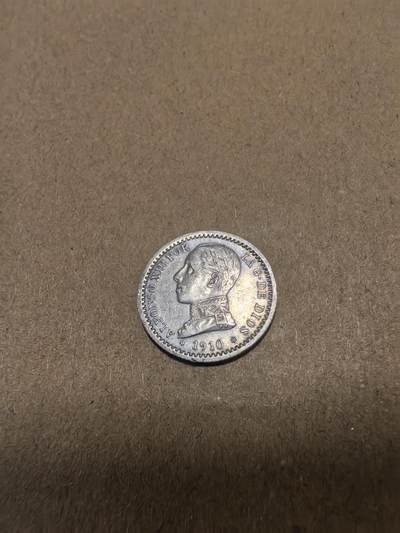 长老汇马年精选第十八场拍卖 1910西班牙阿方索十三世50分银币，2.5克835银，AU品质（6）