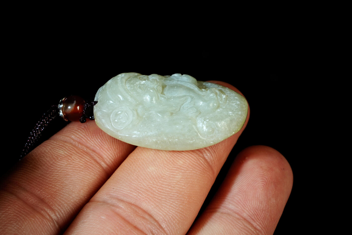 上海都达杂项专场八十一【全场包邮】  天然和田玉精雕《财神爷》挂件97-41