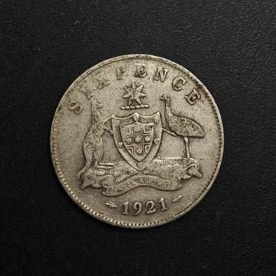 【淘币小摊】实时拍第八百九十三拍   散币场    每周一统一发货 - 澳大利亚1921年乔治五世6便士银币
