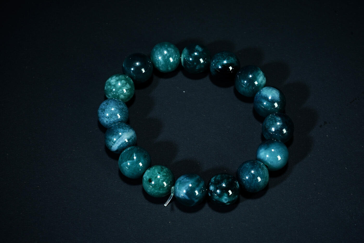 上海都达杂项专场八十一【全场包邮】  天然蓝水翡翠（A货）1.2圆珠手串 附鉴定证书97-53