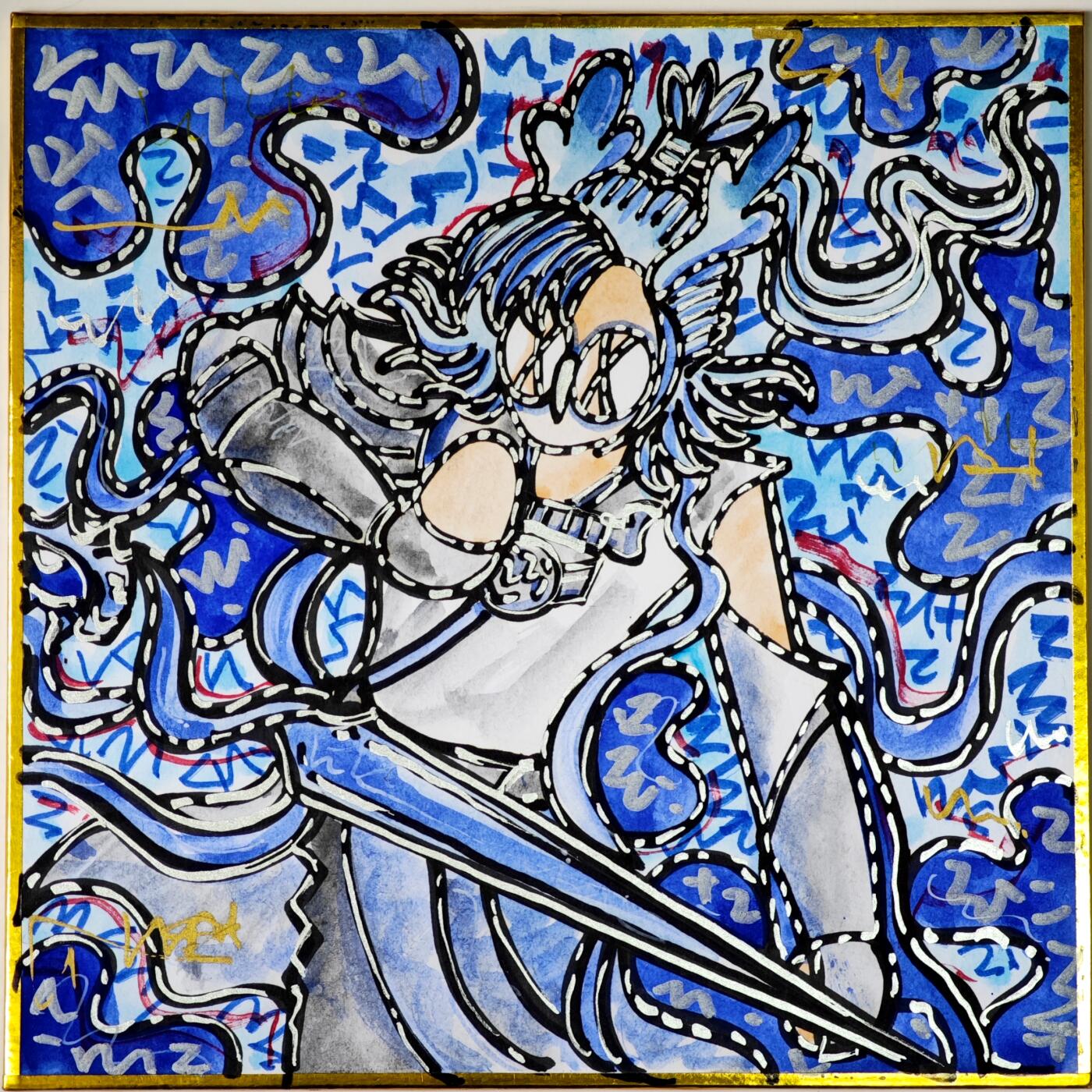 白泽拍卖卡牌手绘专场第35期（问东城春色，正谷雨，牡丹期） 2024 waiwai手绘色纸 小白龙 尺寸：17.8cm*17.8cm  waiwai亲签