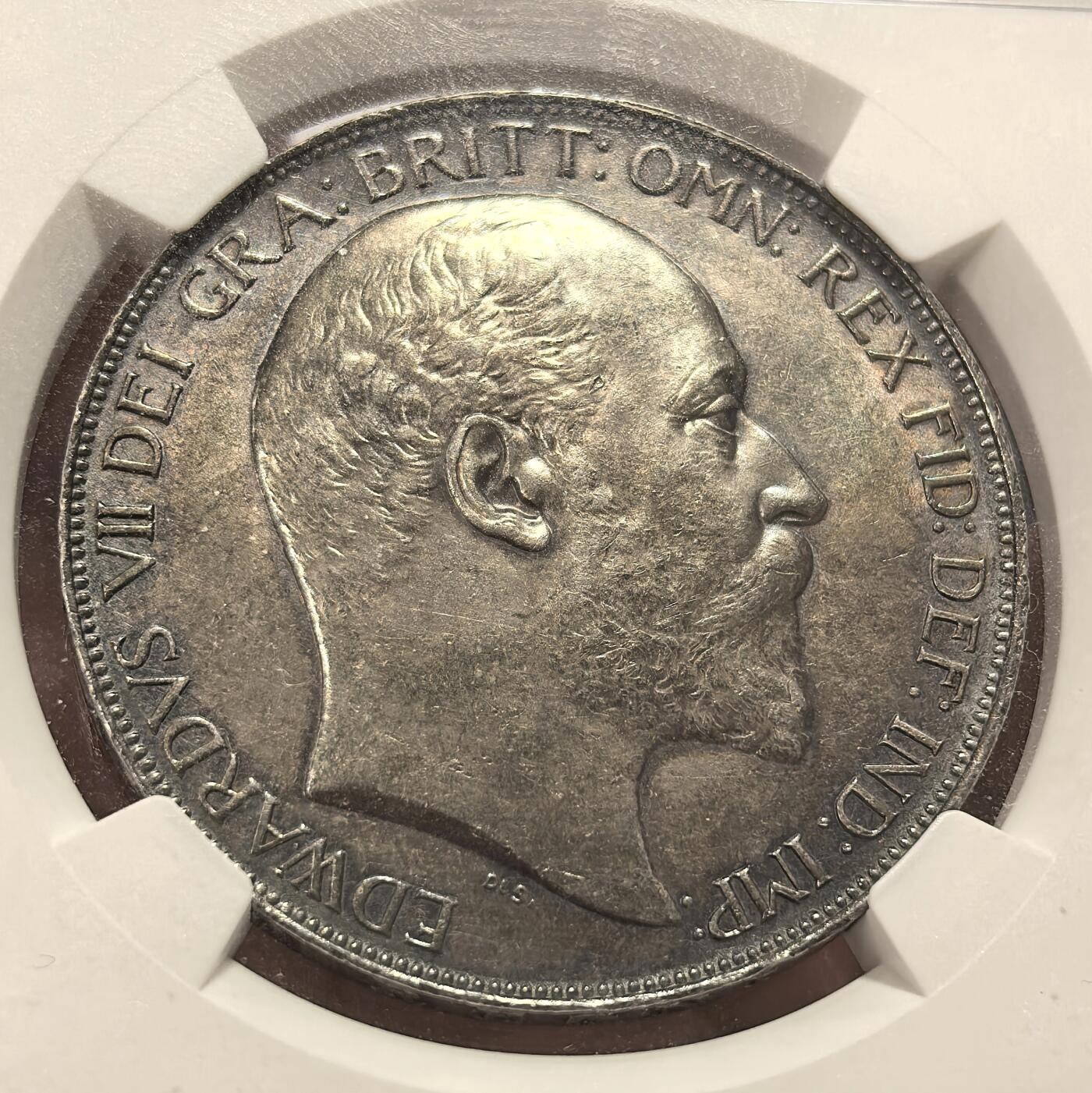 博洋堂世界钱币拍卖第168期（全场包邮） NGC MS63 英国1902年爱德华七世马剑一克朗 英伦天鹅绒厚彩包浆 打制深峻品相难得