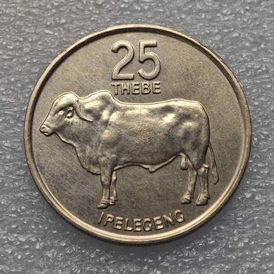  【淘币小摊】限时拍第八百九十五拍  埃塞俄比亚留尼旺比利时意大利场    每周一统一发货 博茨瓦纳1989年25希比镍币 km6