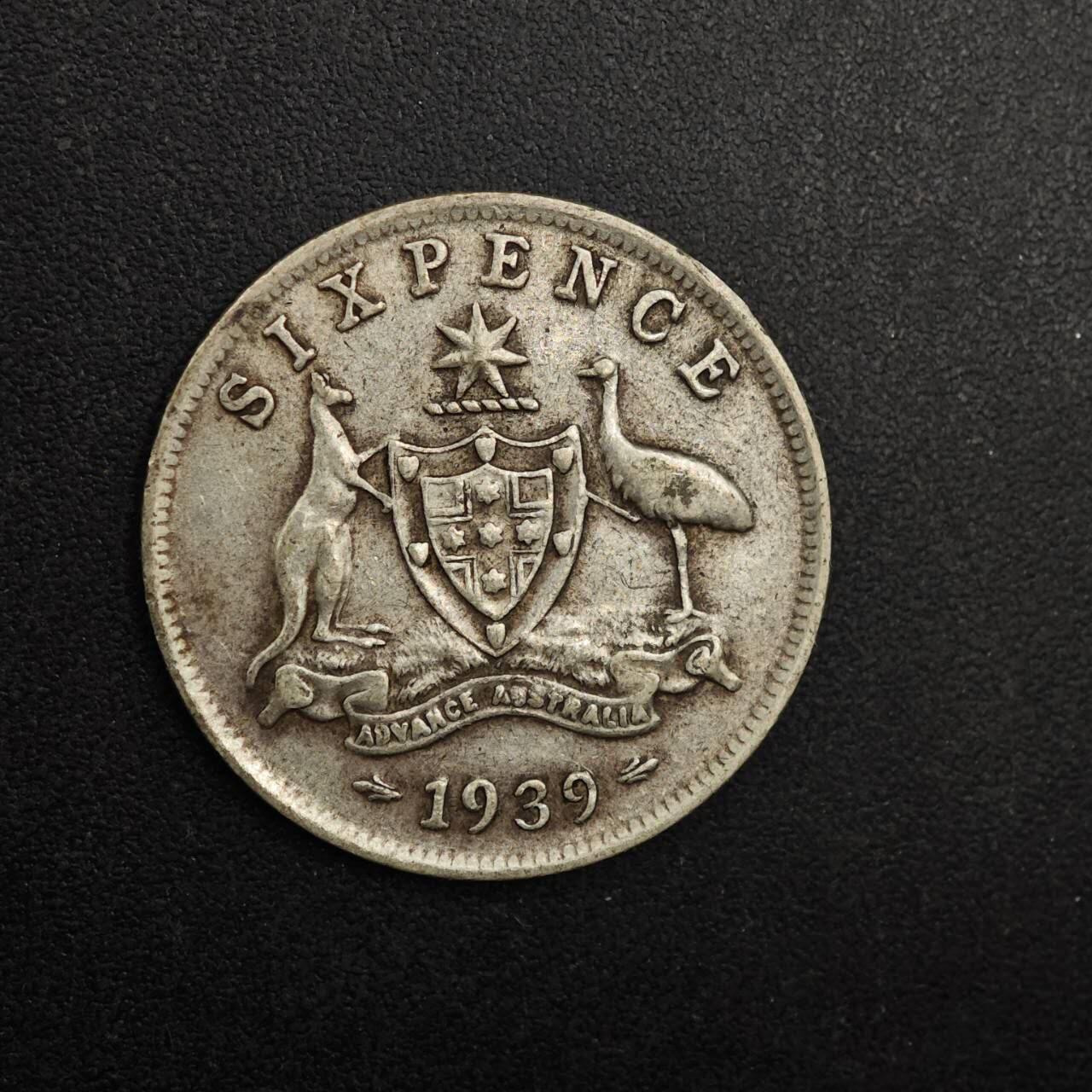 【淘币小摊】实时拍第八百九十三拍   散币场    每周一统一发货 澳大利亚1939年乔治六世6便士银币