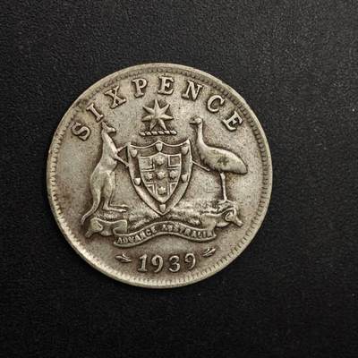 【淘币小摊】实时拍第八百九十三拍   散币场    每周一统一发货 - 澳大利亚1939年乔治六世6便士银币