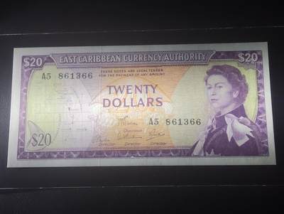 2026四月第三期，总第224期 东加勒比共同体1965版20元UNC-无47 戎装女王和海滩椰林