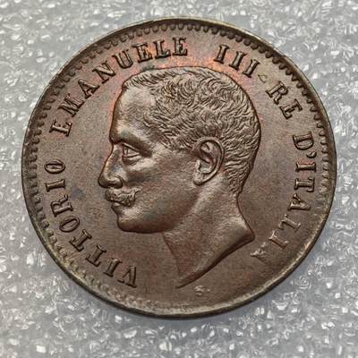  【淘币小摊】限时拍第八百九十五拍  埃塞俄比亚留尼旺比利时意大利场    每周一统一发货 意大利1908年2分铜币原光好品 km38