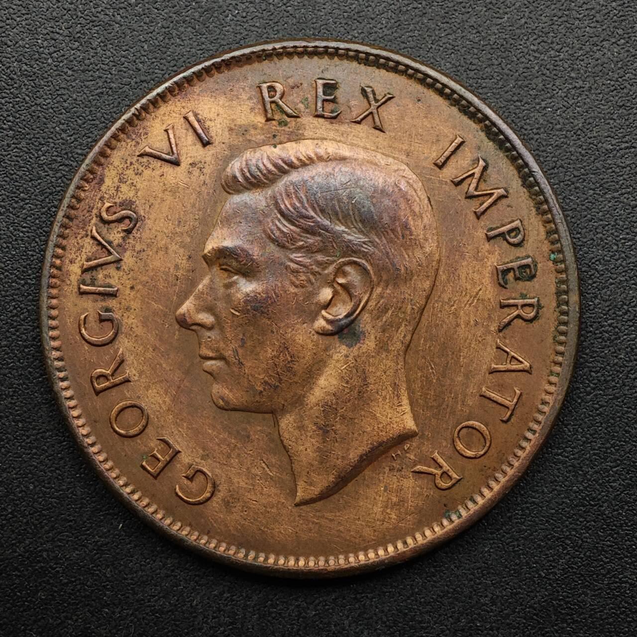 【淘币小摊】实时拍第八百九十三拍   散币场    每周一统一发货 南非1942年乔治六世1便士铜币