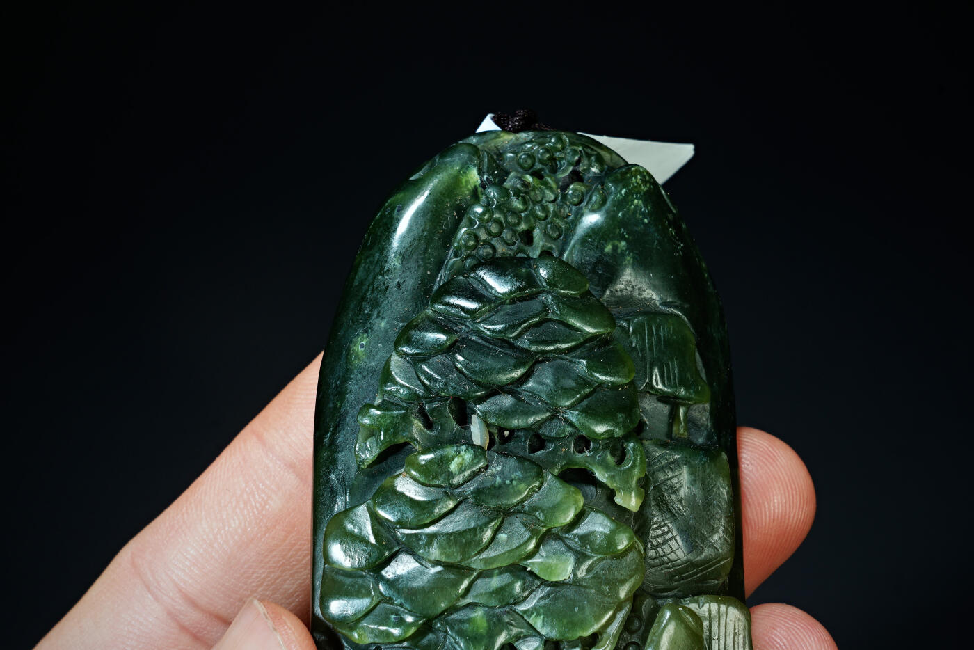 上海都达杂项专场八十一【全场包邮】  天然和田玉青玉精雕《闲下悠然》手把件97-37