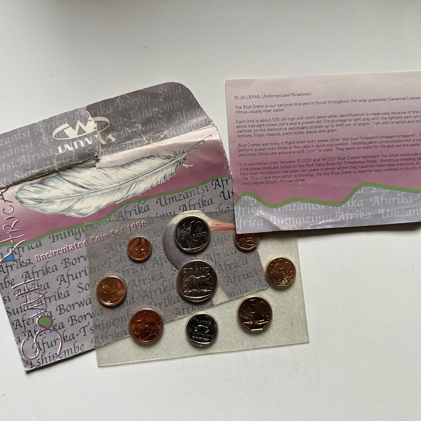 🌹外币初藏🌹🐯2026年第44场   每周二四六晚8️⃣点  世界硬币 南非 1996年 流通硬币套装 原厂包装