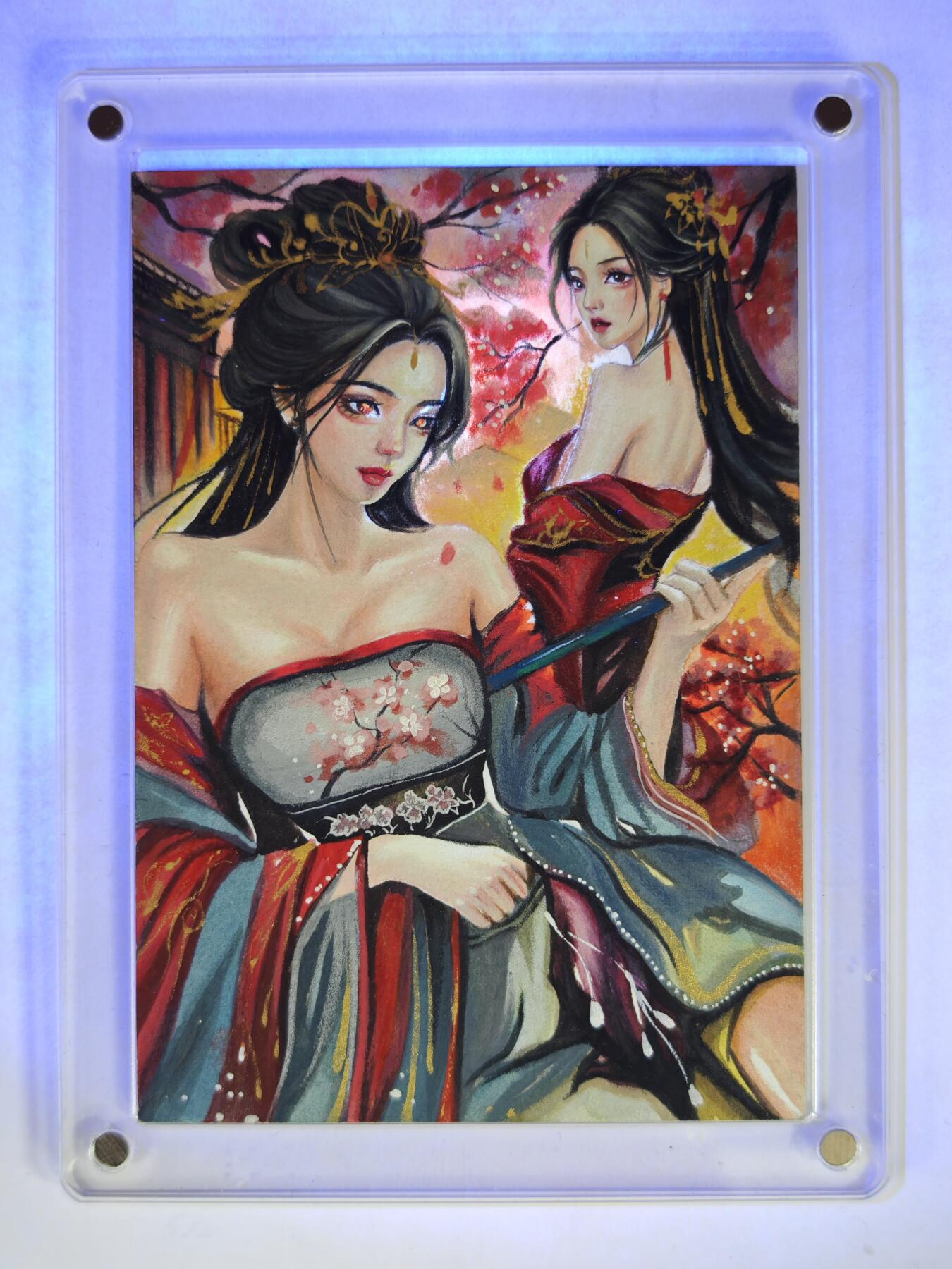 白泽拍卖卡牌手绘专场第35期（问东城春色，正谷雨，牡丹期） 2025 艺方文创 手绘卡 兰亭序 有特效 带盒 尺寸：8.6cm*12.3cm  重塑亲签 卡砖封装