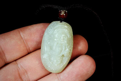 上海都达杂项专场102【全场包邮】  天然和田玉精雕《财神爷》挂件97-41