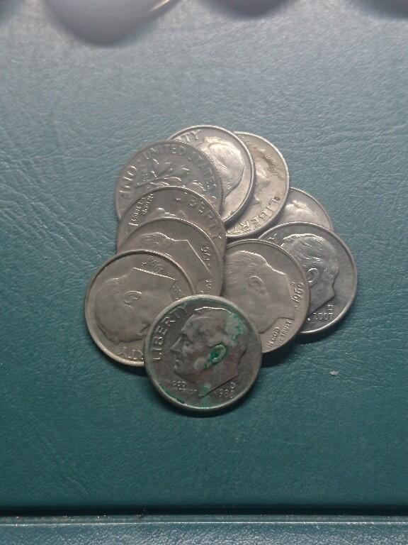 松南世界钱币——260416 美国10美分镍币10枚共计1美元6