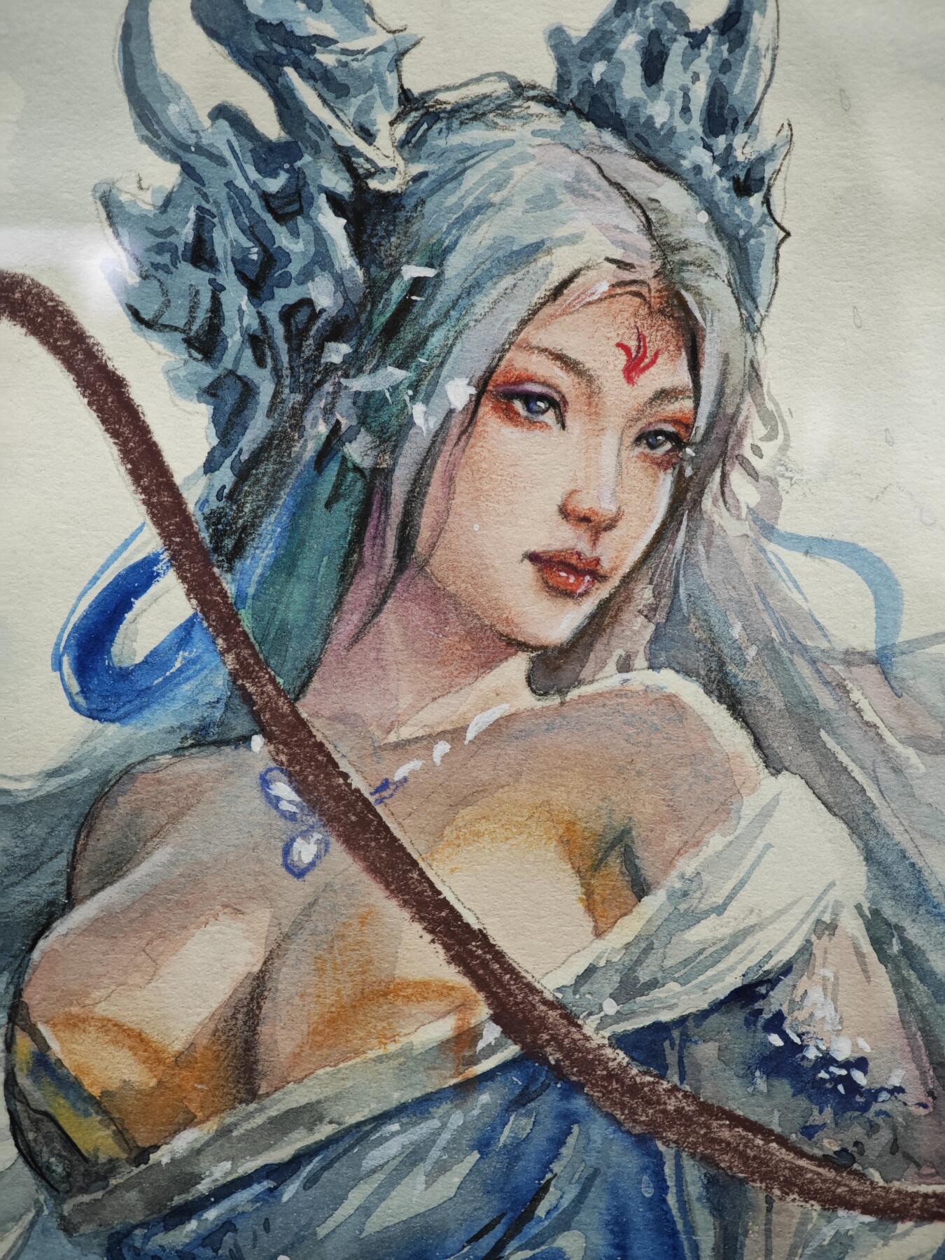 白泽拍卖卡牌手绘专场第35期（问东城春色，正谷雨，牡丹期） 2025 画的n次方手绘画 嫦娥玉兔 已装裱 尺寸：内46.5cm*68.3cm 外55.5cm*77.5cm  画的n次方亲签