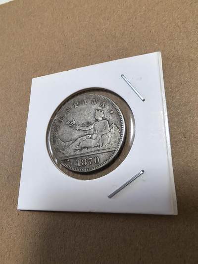 长老汇马年精选第十八场拍卖 1870(70）西班牙拿花2比塞塔银币，10克835银，马德里造币厂