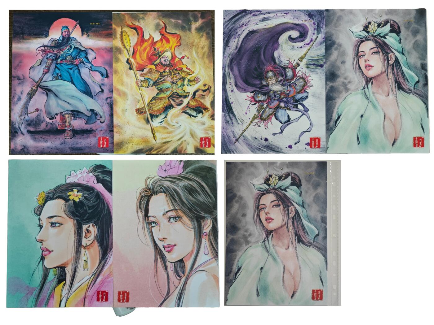 白泽拍卖卡牌手绘专场第35期（问东城春色，正谷雨，牡丹期） 2025 百里卡牌 港漫水浒 大卡 7张 均带编 如图 粗闪