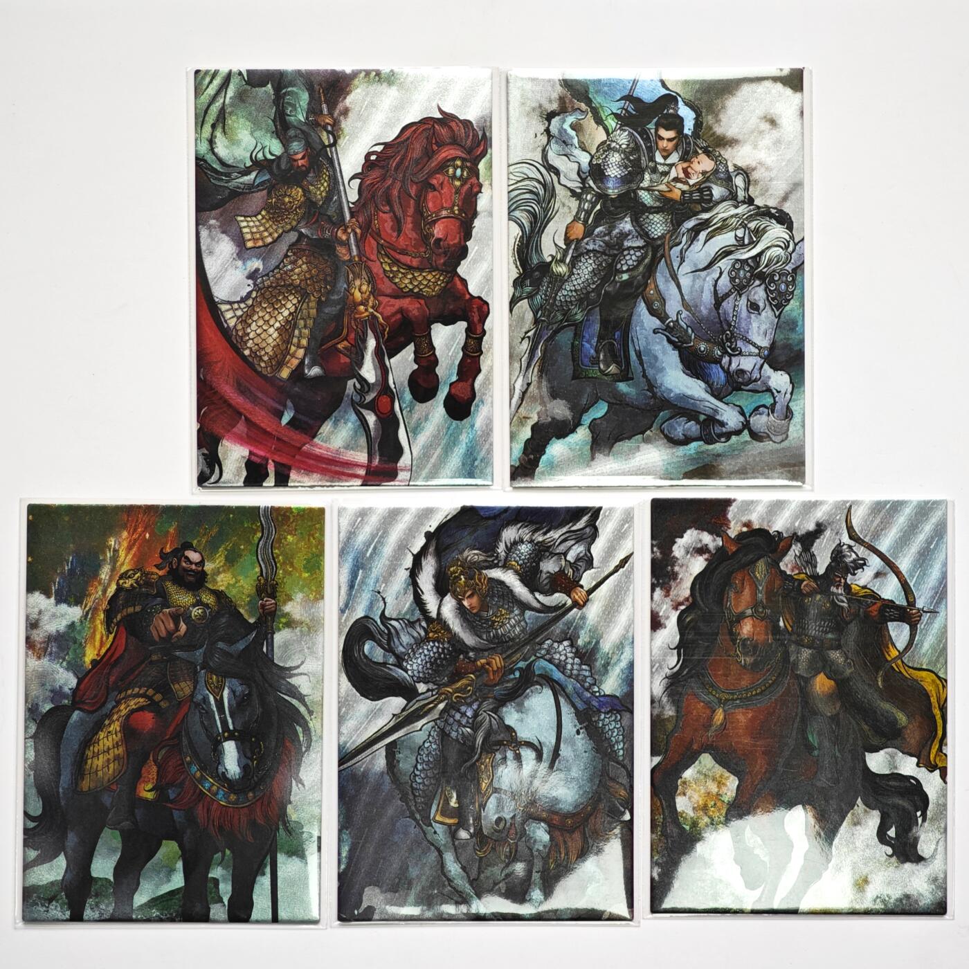 白泽拍卖卡牌手绘专场第35期（问东城春色，正谷雨，牡丹期） 2021 卡德曼 张建东水浒 五虎将1套  粗闪